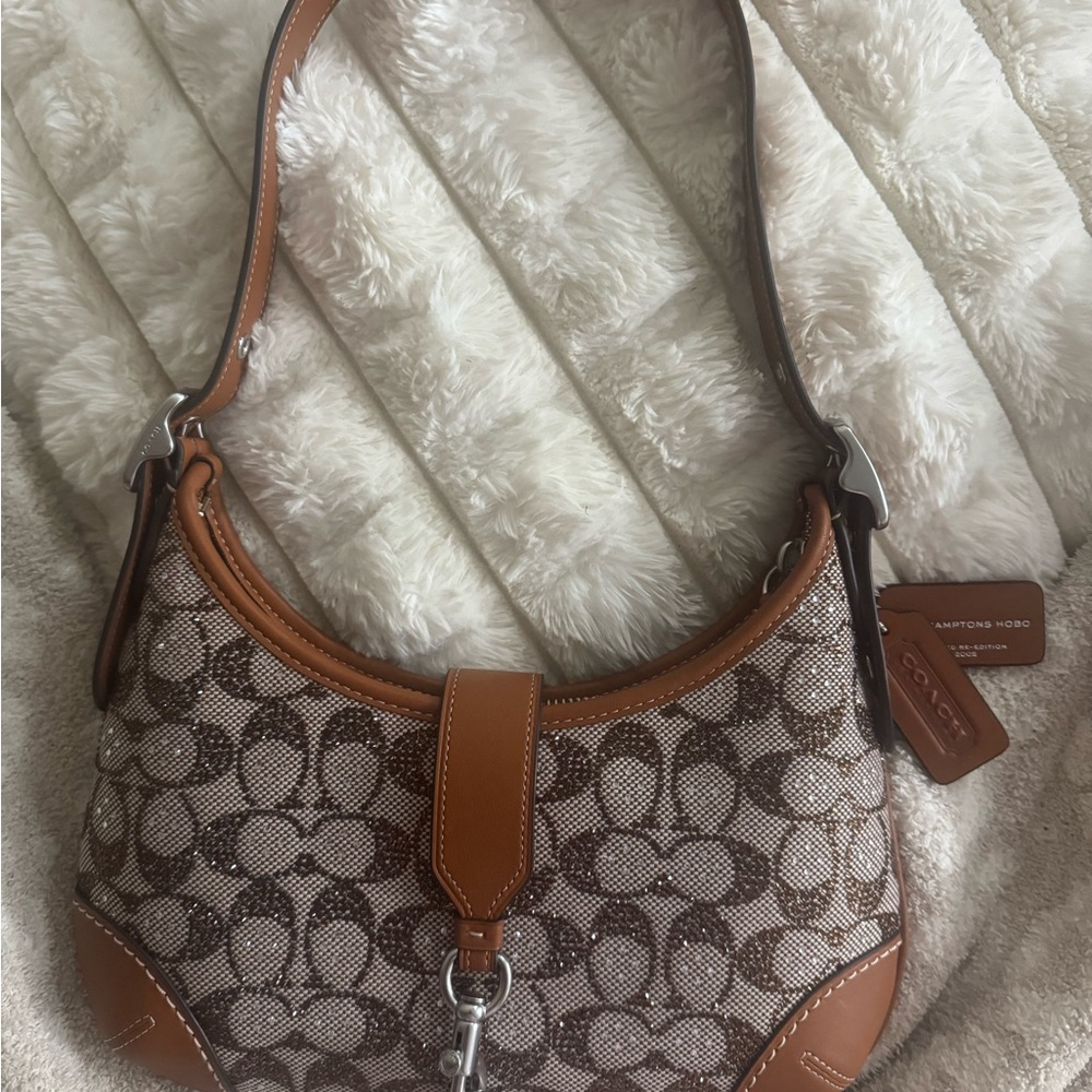 Coach Hamptons Hobo in Crystal Signature Jacquard Shoulder Bag